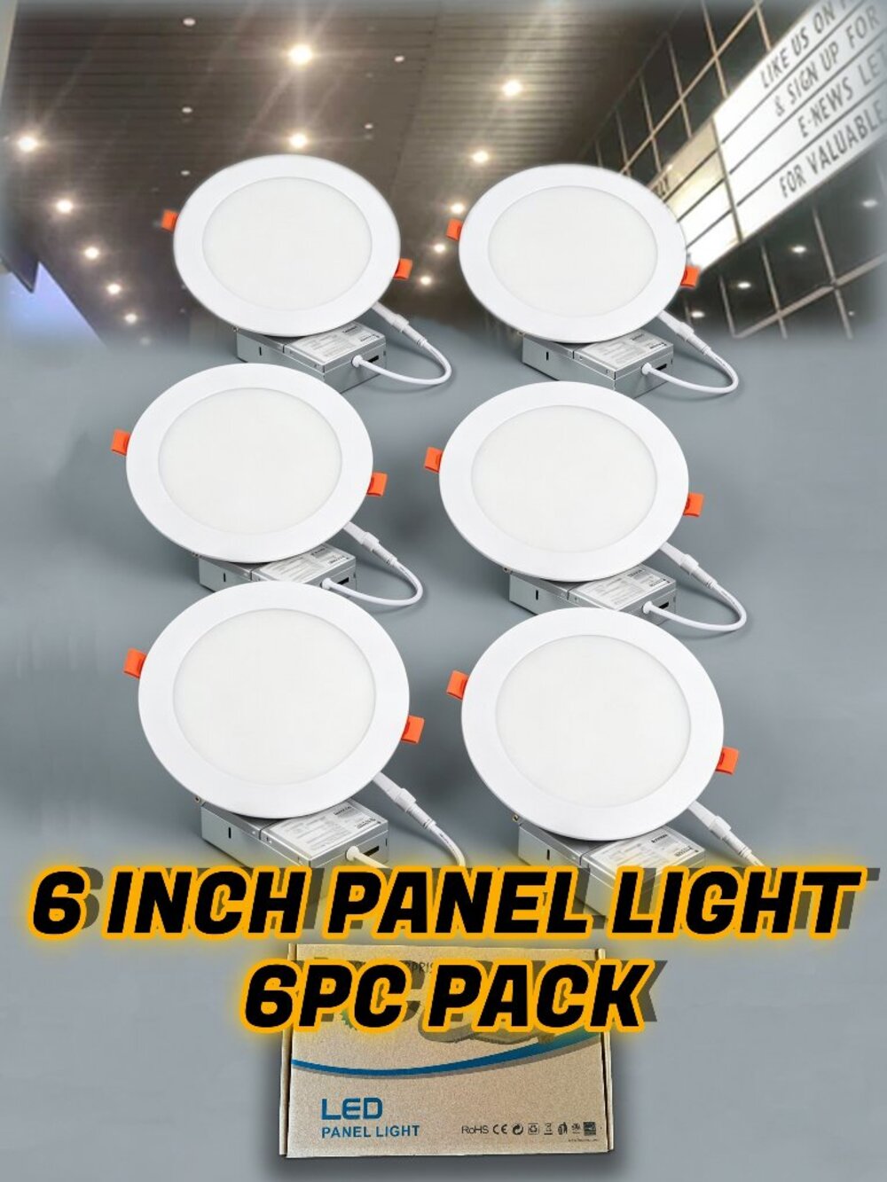 6PC SET  Brand New | 6 inch / 14.5cm LED Round  Panel Light | Warm White | 9W